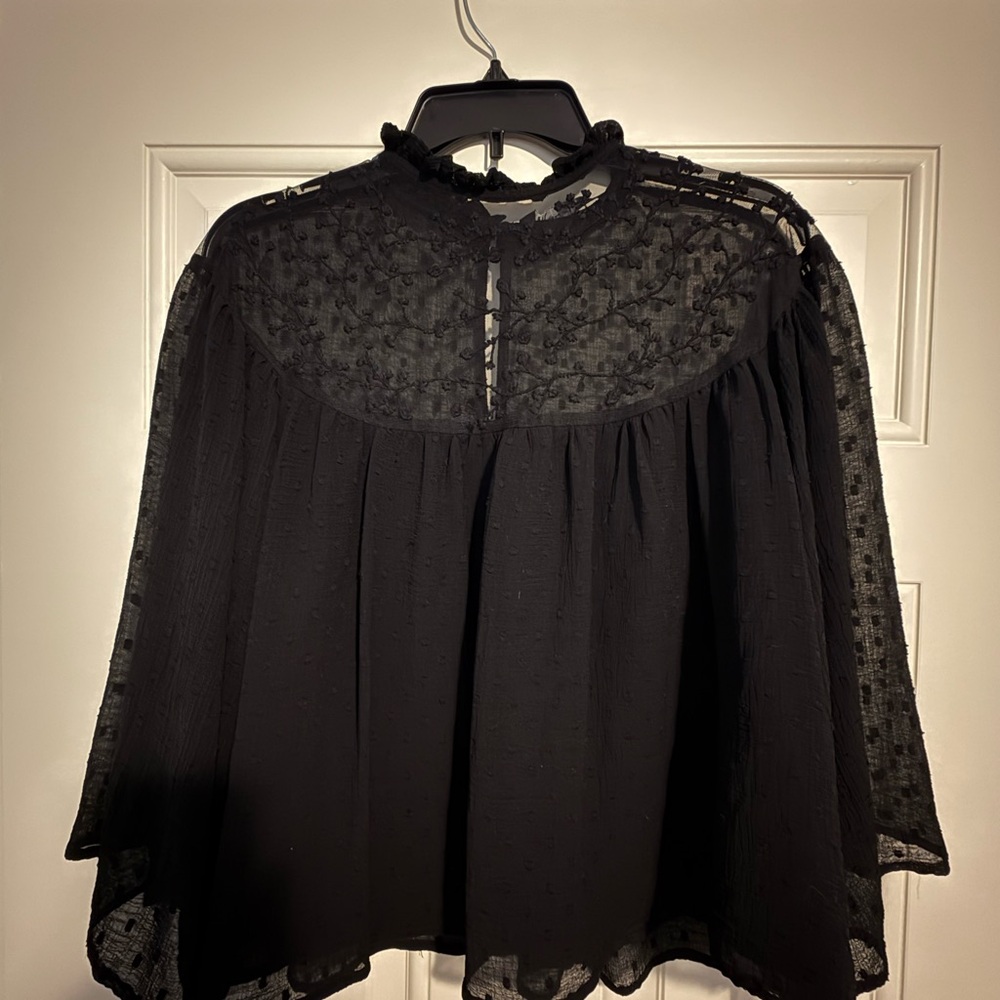 Zara Black Lace/Sheer Women's Top